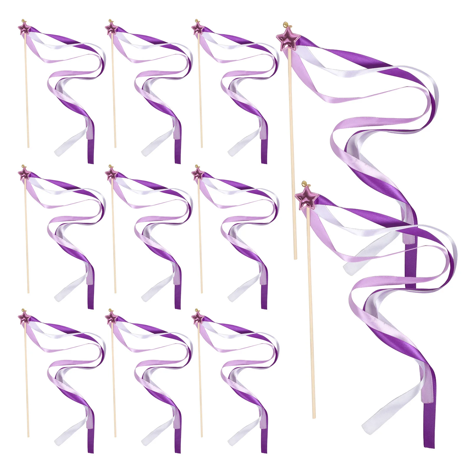 

24Pcs Star Ribbon Fairy Wands Elegant Wedding Party Streamers Bells Flower Stick Fairy Wand Ribbon Wedding Wands