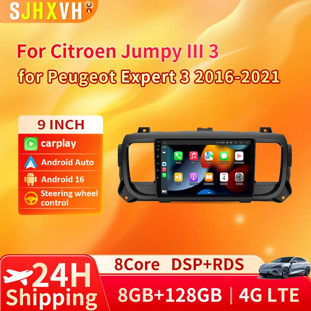 

Android 16 Carplay Auto Car Radio For Citroen Jumpy 3 2016-2021 Peugeot Expert 3 2016-2021 Multimedia Video Player 2din Stereo
