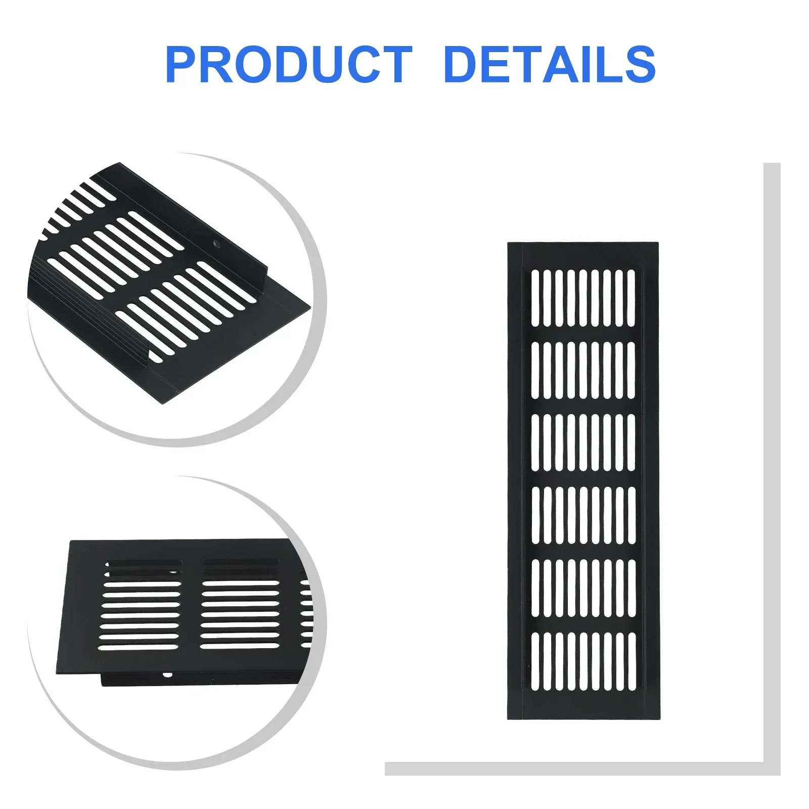 1pc Aluminum Alloy Vent Ventilation Grille Cover Black Rectangular Air For Cabinet/Wardrobe/Cupboard Home Improvement Accessory