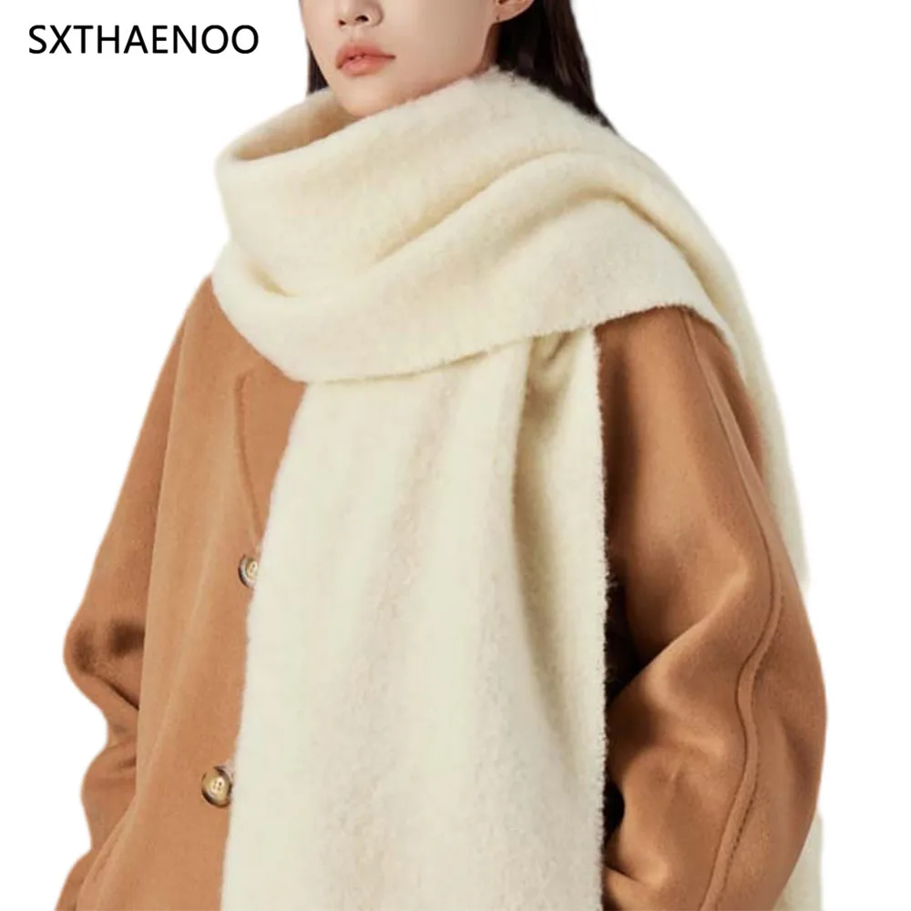 SXTHAENOO 85% Wool Women Knitted Wrap Shawls Winter Soft Scarves Winter Keep Warm Classical Men Tassel Thickening Muffler