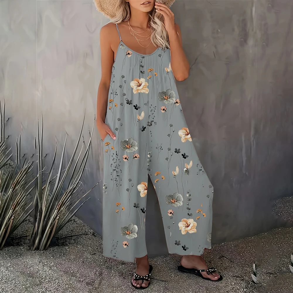 M XXXL One Piece Jumpsuit For Women 2025 Summer Casual Loose High Waist Wide Leg Overalls Pants Korean Trousers Female Clothing