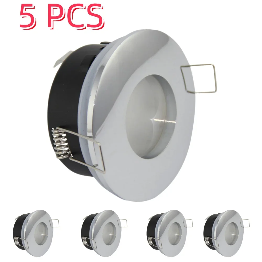 

5pcs Recessed LED Ceiling Spotlight Round Satin Nickel/Chrome GU10/MR16 Fixture Holder Spot Light Light Base for Home Decoration