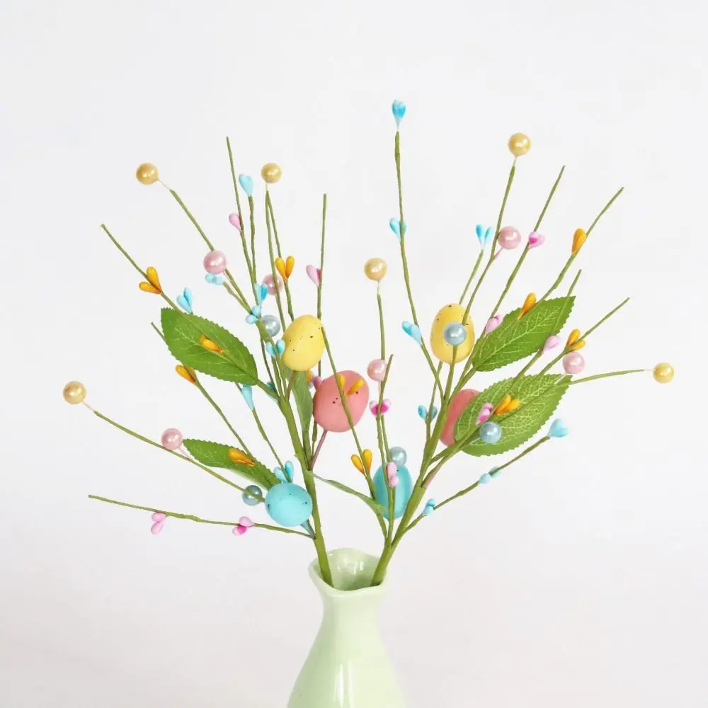 Colorful Easter Egg Tree Branch Festival Handmade Artificial Easter Egg with Foam Eggs DIY Bouquets Fake Plant