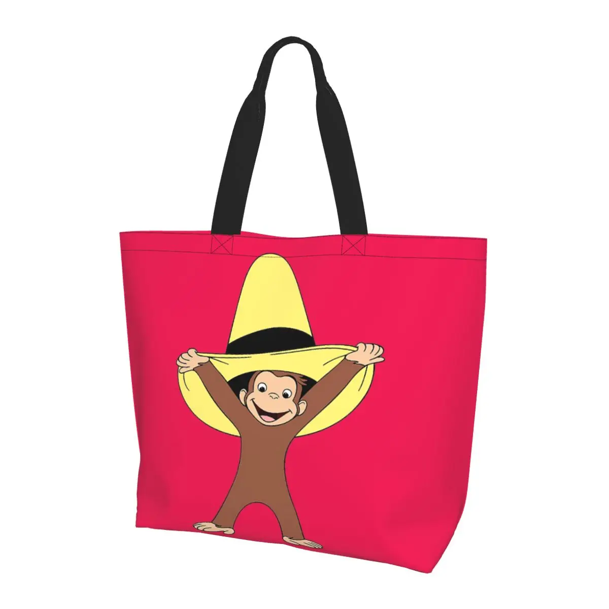 

Curious George Shopping Tote Bag Canvas Large Capacity Shoulder Bags Shopper Grocery Handbag for Women