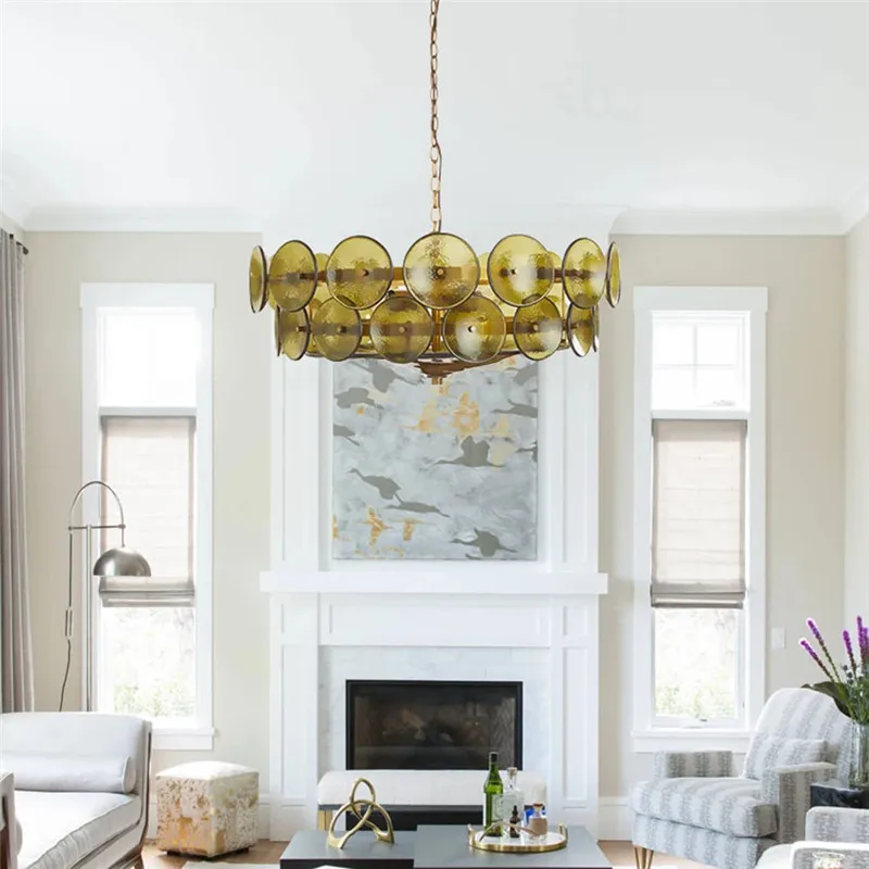 

Lorenzo Chandelier French Retro Design Colored Crystal Pendant light for Villa Bedroom Living Room colored glass pendant lamp