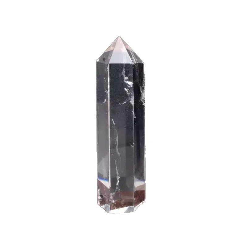 Natural White Crystal Column Single Tip Degaussing White Crystal Column Crystal Hexagonal Prism Rough Stone Orna
