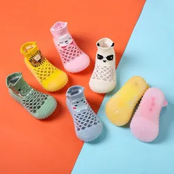 Infant Toddler Cartoon Pandas Shoes Baby Rubber Non Slip Shoes Baby Boy Girl Elastic Socks Shoes Newborn First Walkers