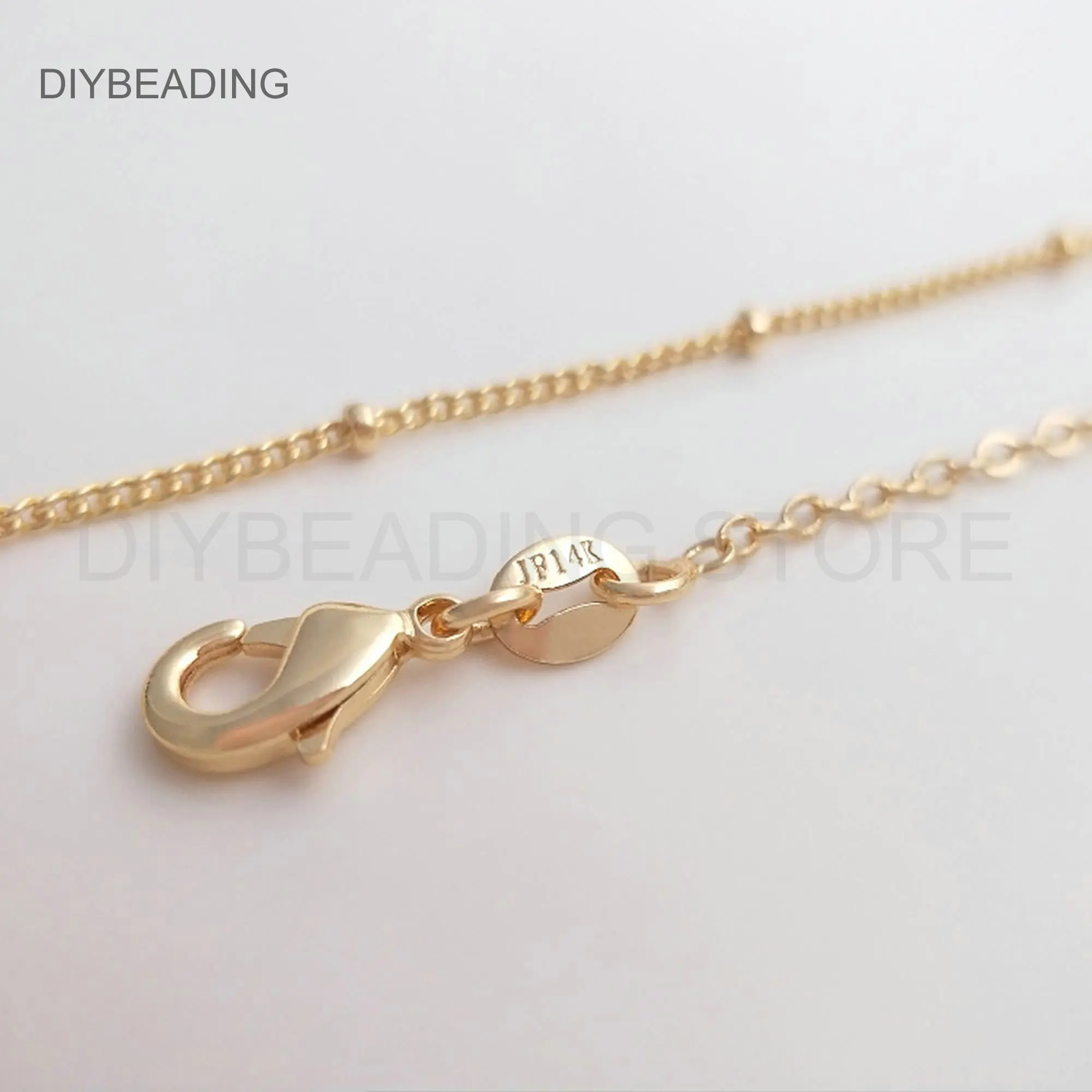 

Finished Necklace Chain Lots Supplies 14K Real Gold Plated Brass Rolo Chain with Lobster Clasp (45cm Chain and 5cm Extender)