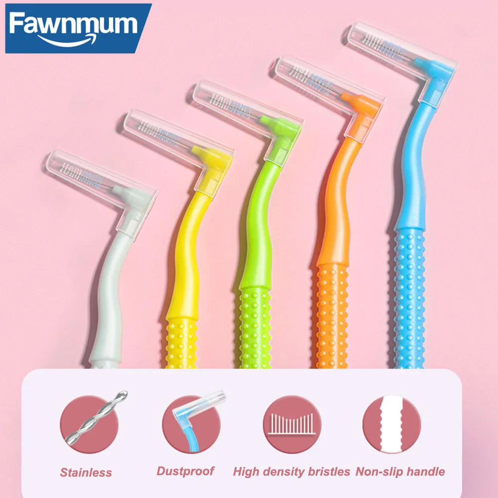 10Pcs L-Shape Interdental Brush For Adult Orthodontic Push-Pull Tooth Brush Cleaning Between Teeth Oral Hygiene Care Tool