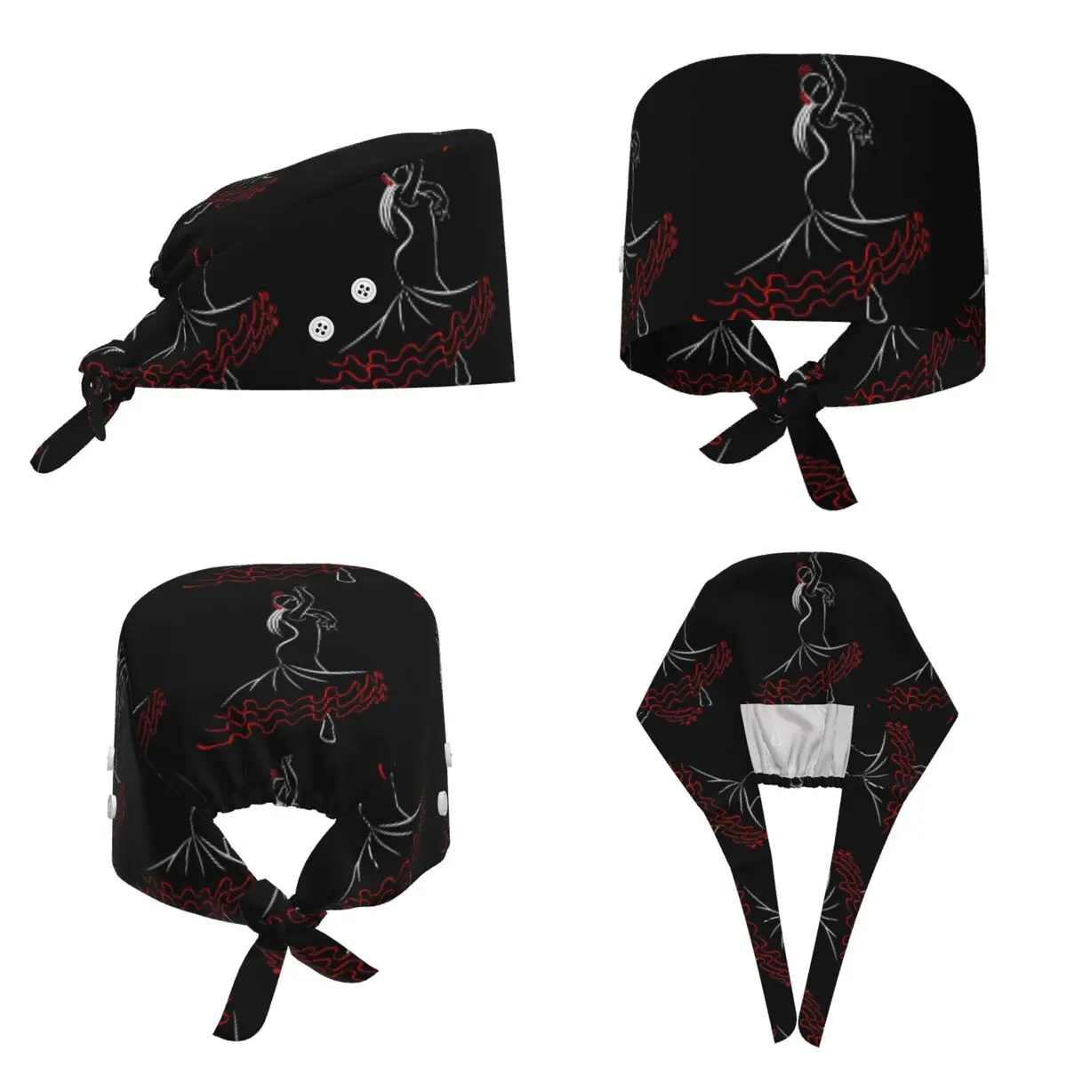 Spain Flamenco Dancer Front Scrub Hat Doctor Working Surgical Cap Men Women Adjustable Nursing Caps for Dentist
