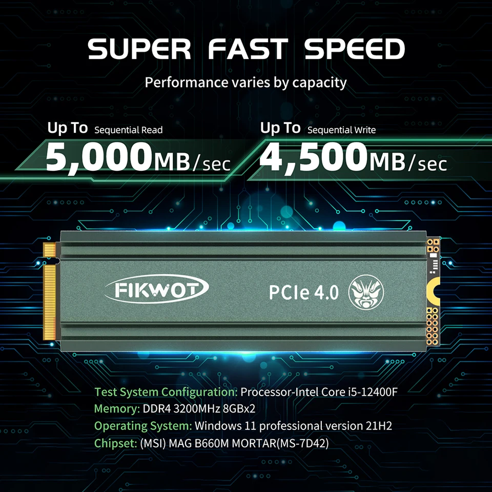 Fikwot FN960 M.2 SSD with Heatsink 512GB 1TB 2TB PCIe4.0x4 NVMe