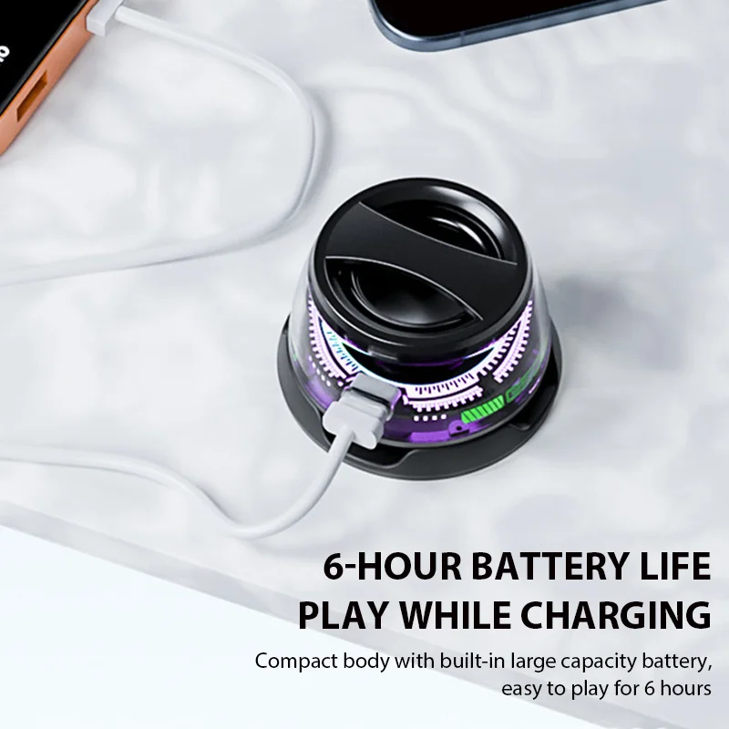 Портативная Bluetooth-колонка VIKEFON G200 с RGB-подсветкой, магнитный динамик BT5.3, мини-звуковая коробка, 7-часовое воспроизведение, держатель для телефона