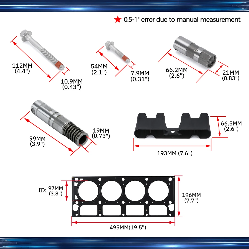 For GM 5.3 Lifter Replacement Kit Head Gasket Set Head Bolts Lifters Guides For 05-13 Chevy Avalanche Silverado GMC Envoy