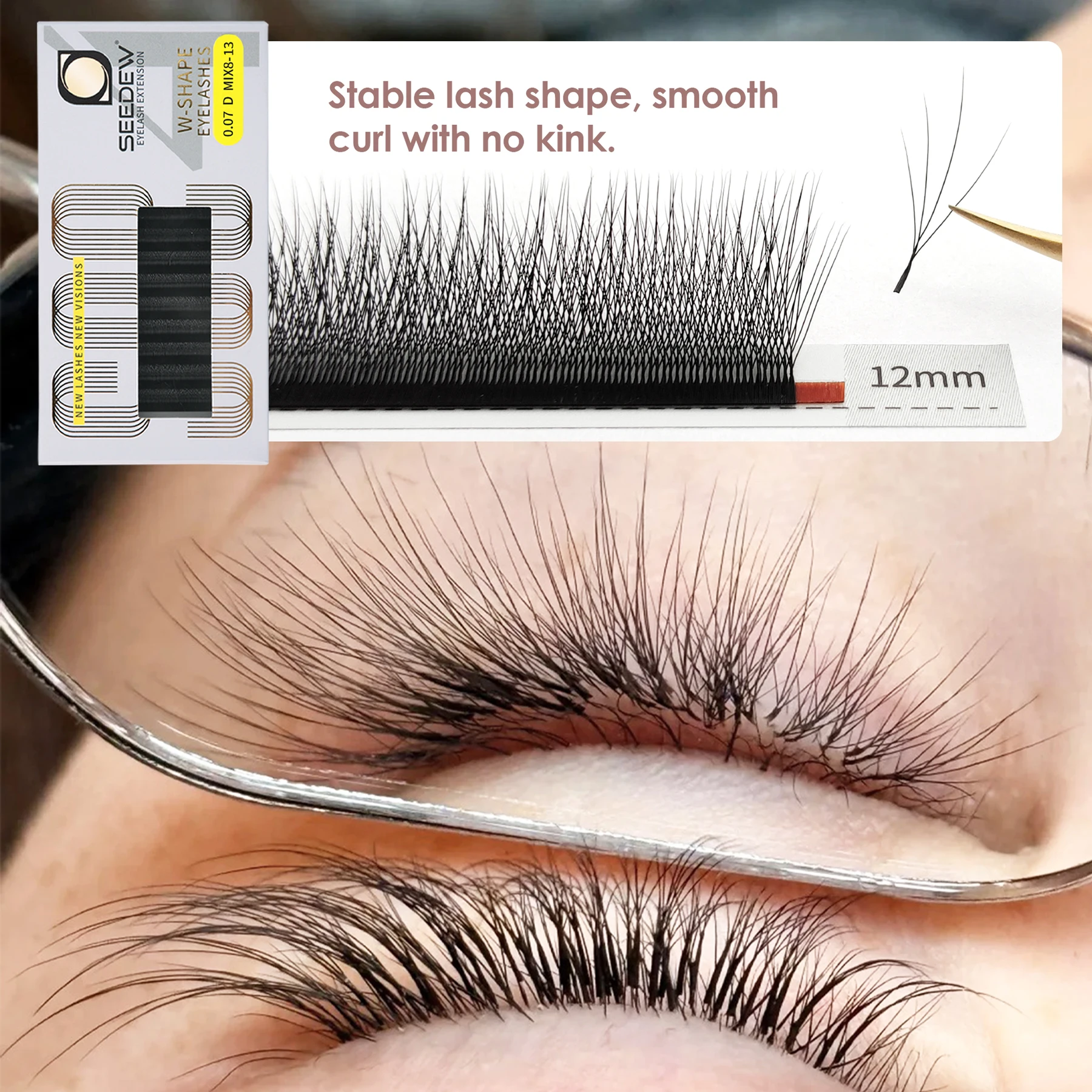 SEEDEW 4D W-Shape Camellia Vorgefertigte Volumen-Wimpernverlängerungen MIX 8-13mm W Lash Weiche Volumen-Wimpern für Salon-Wimpern-Stylisten – Detail 4