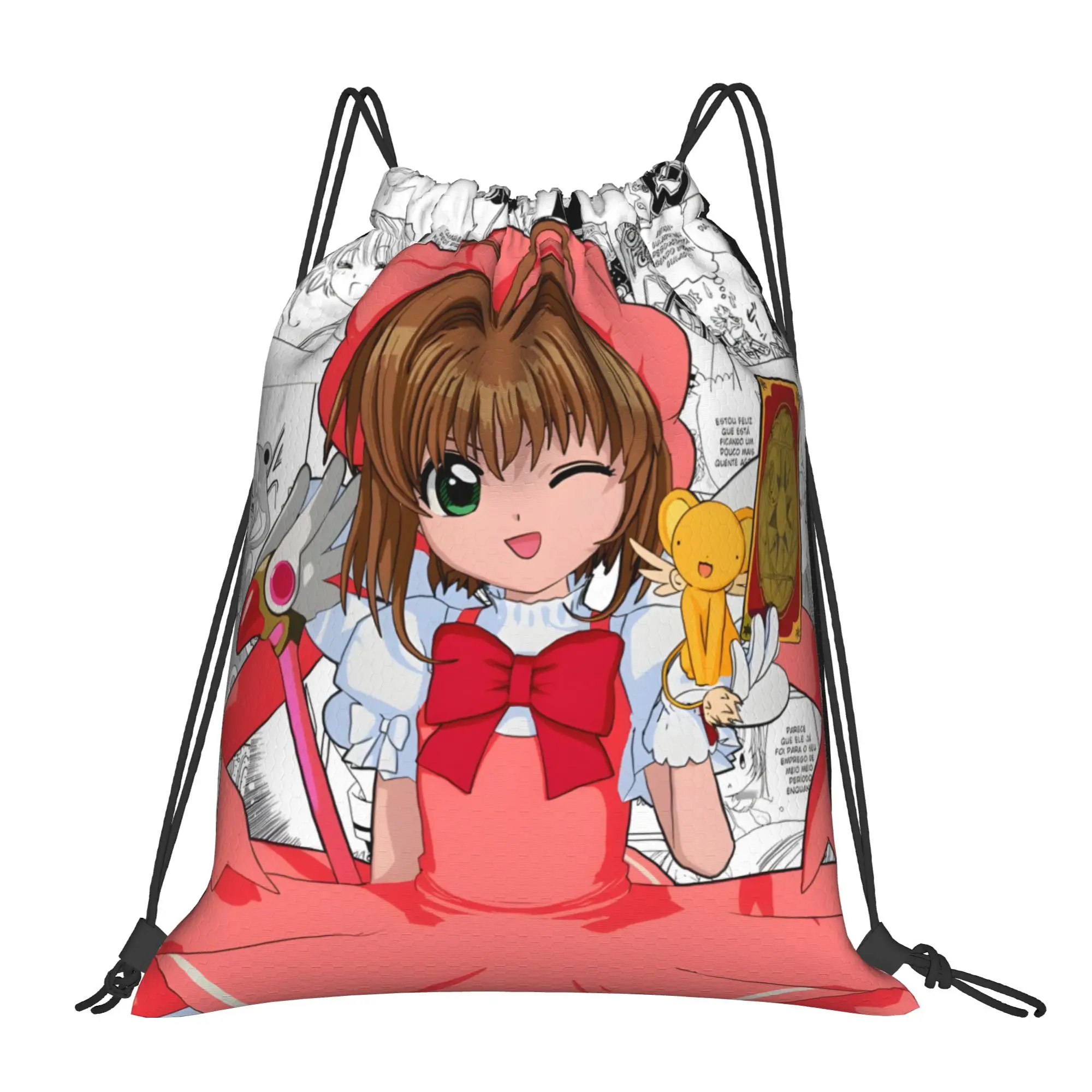 1 pc Sakura & Kero Cardcaptor Sakura Portable Travel Drawstring Bags Storage Backpacks