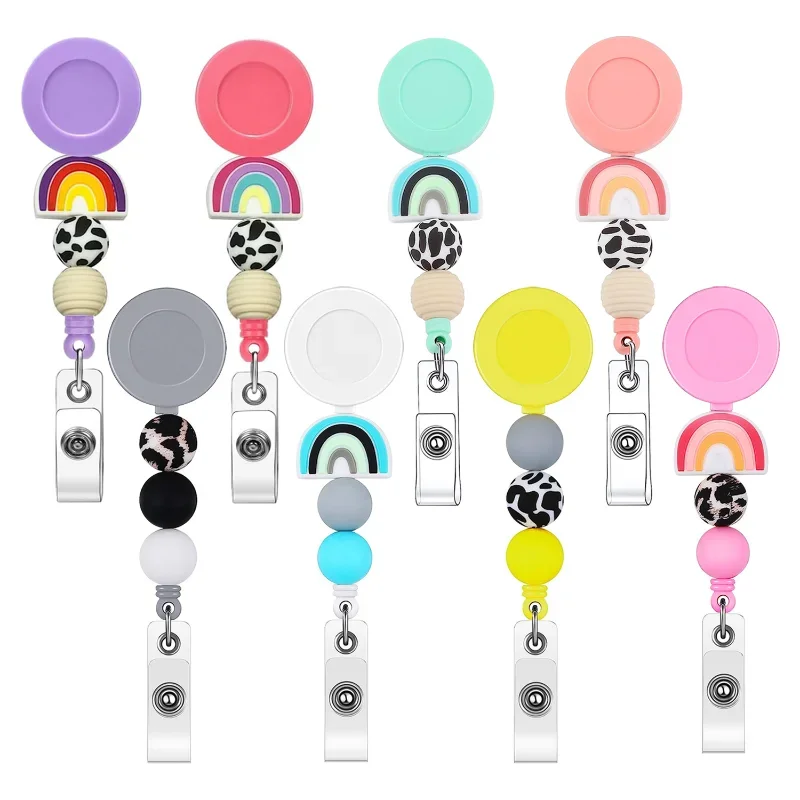 arco iris silicone beads id badge holder design artesanal emblema do trabalho gfit para medico e enfermeira charme presente novo 01