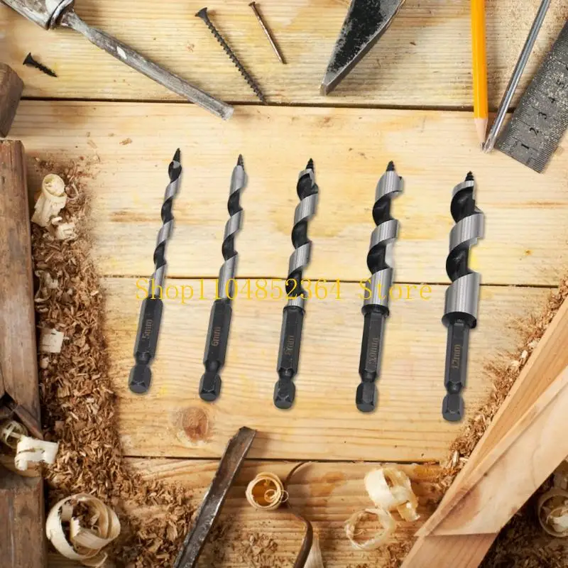 

652f 5pcs Высокоуглеродистые стальные мастерные биты, установленные для деревообработки с шестиугольной ручкой