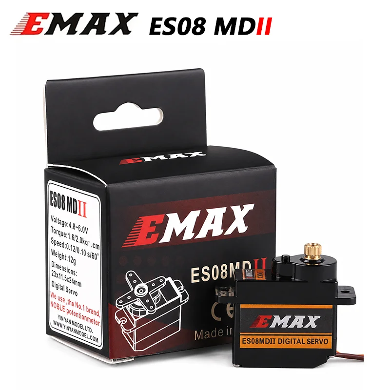 EMAX ES08MDII 4V to 6V 2kg Mini Digital Servo Metal Gear 13g Futaba JR Plug for TREX 450 RC Airplane Helicopter