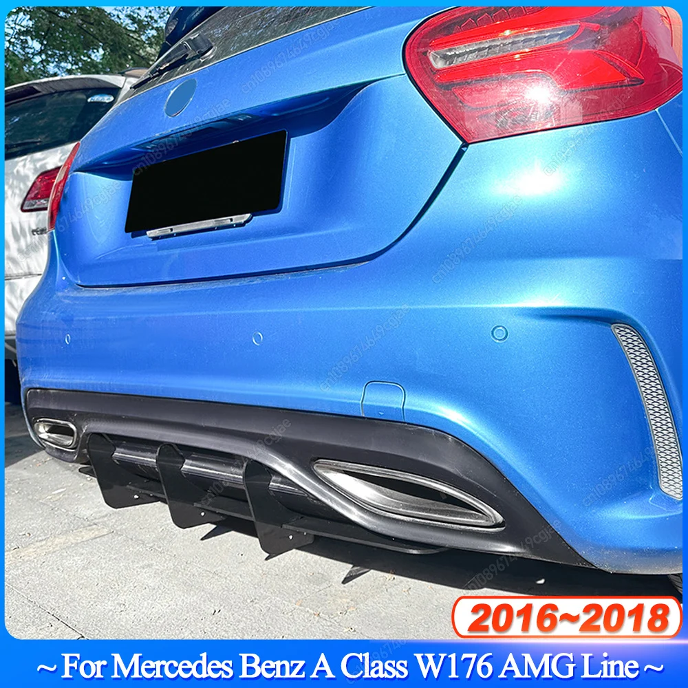 

Для Mercedes Benz A Class W176 AMG Line 2016 2018, хэтчбек, задний бампер автомобиля, диффузор, сплиттер, комплект, тюнинг, ABS, глянцевый черный