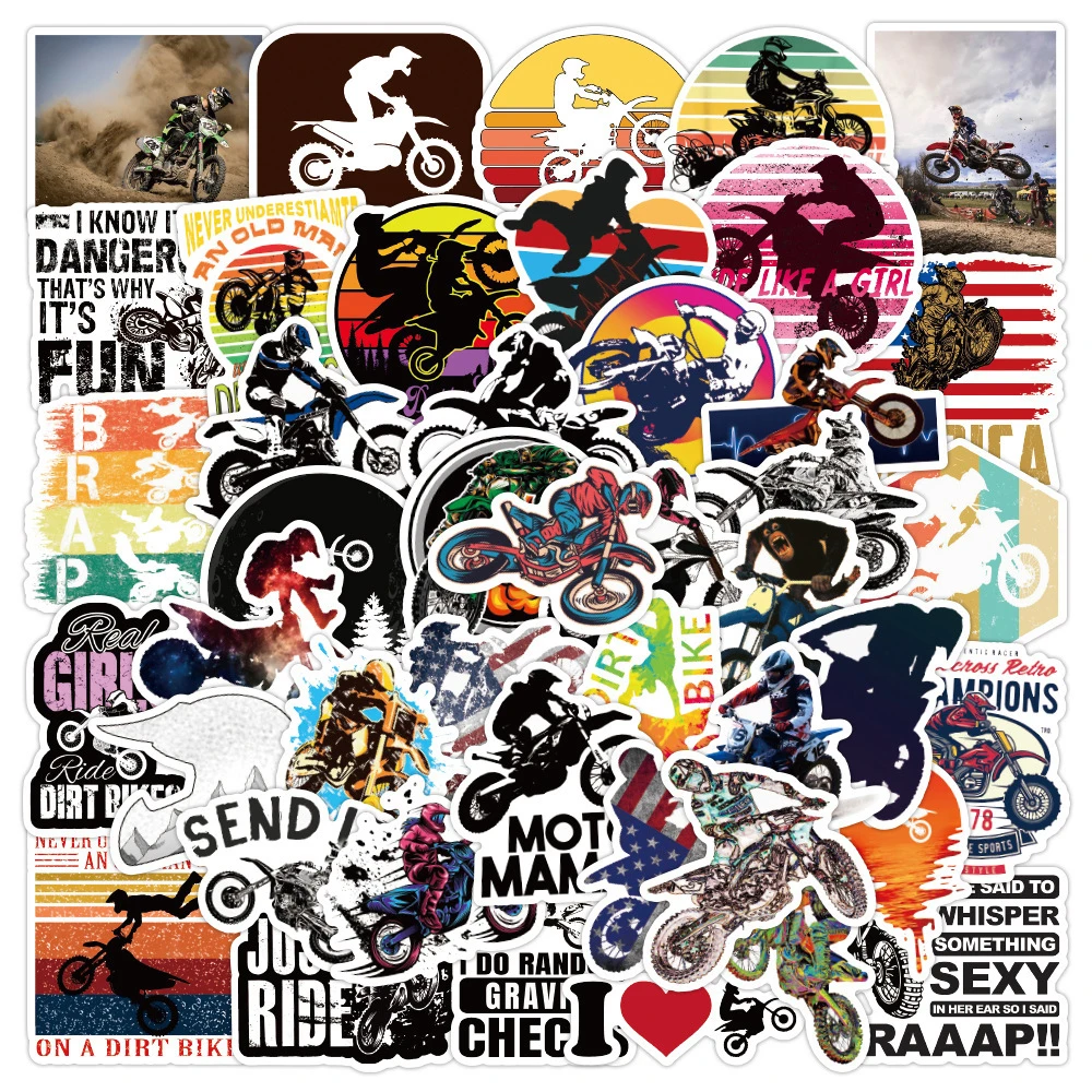 10/30/50/110pcs Off-Road Motorcycle Cartoon Stickers Cool Mountain Racing Decal for Skateboard Car Helmet Waterproof DIY Sticker