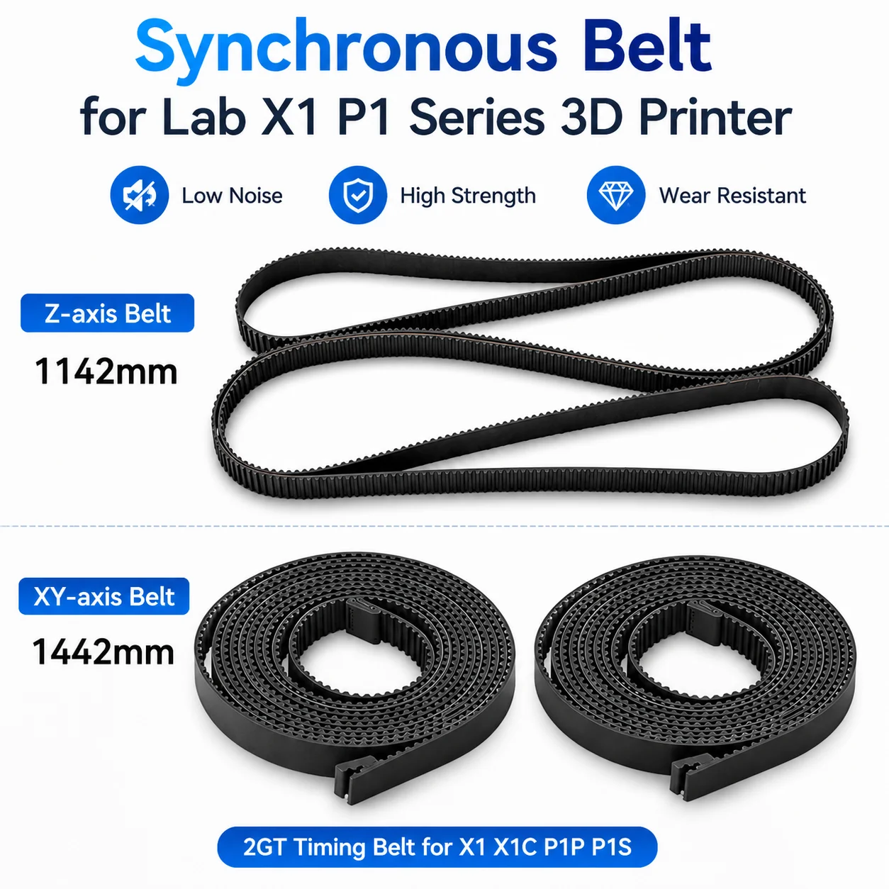 Synchronous Belt for Lab X1 P1 Series 3D Printer XYZ Axis Belt XY Axis 1442mm Z-axis 1142mm 2GT Timing Belt for X1 X1C P1P P1S