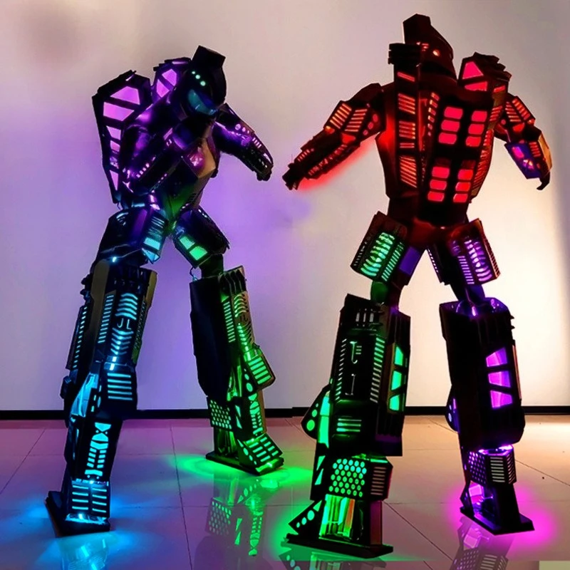 Glowing Mecha Robot Wearable Costume Luminous Mascot Dancing Birthday Costume Props Cosplay Party Bar Stage Performance Clothes