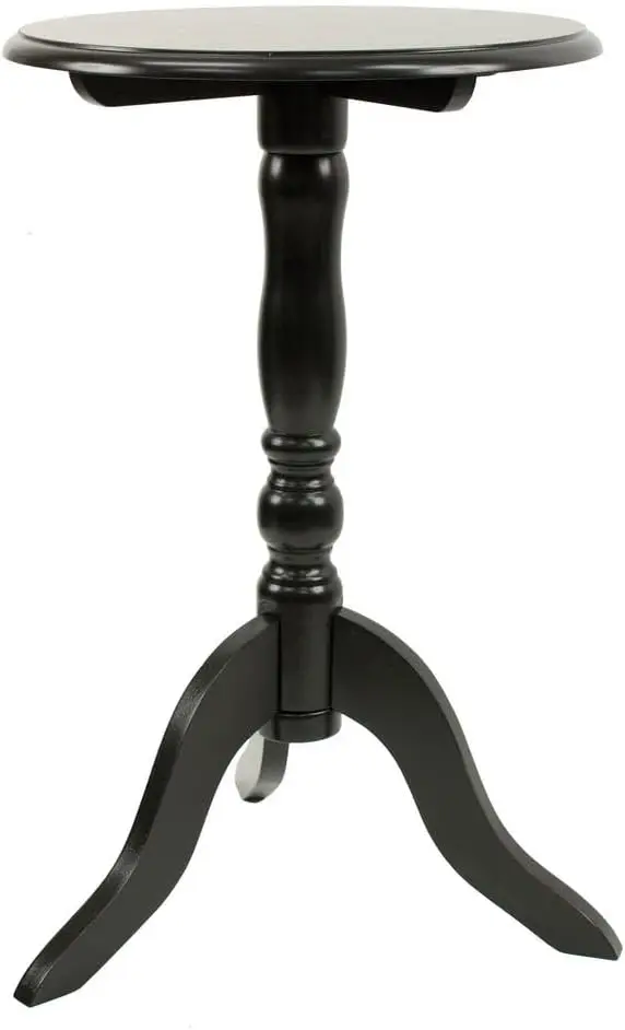 

Круглый приставной столик на ножке, стильная компактная мебель из МДФ для традиционных интерьеров – черный (15 x 15 x 24 дюйма)