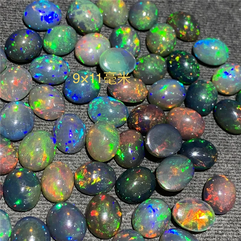 New Black Natural Opal Large Grain Flat Opal Bare Stone Oval 9*11 Mm Can Be Used As A Pendant Ring