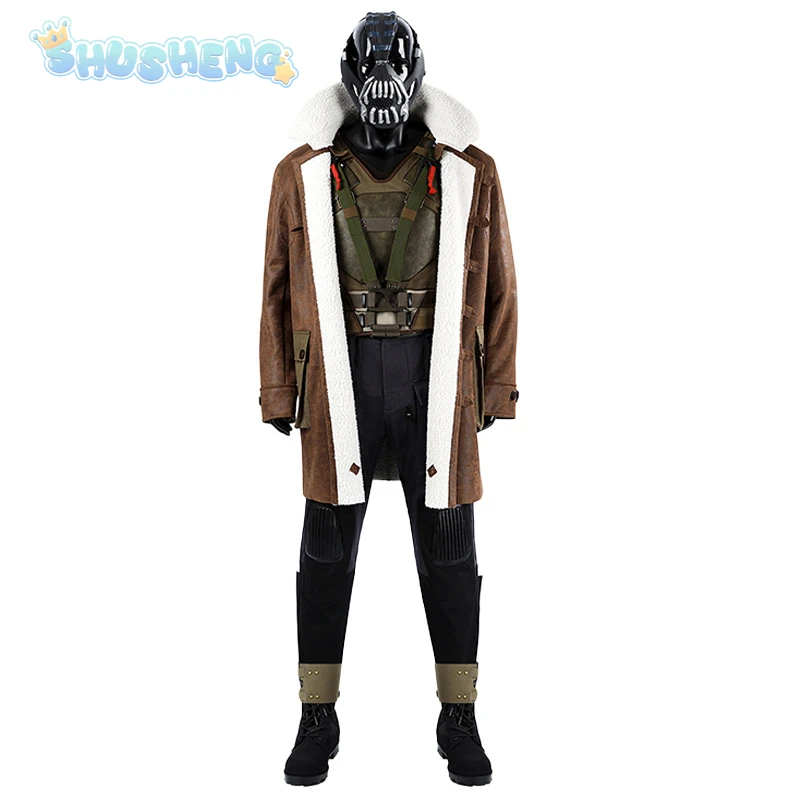 Bat Bane Cosplay Costume Shoes Mask overcoat Props accessories Halloween Man fantasy Suit The Dark Knight cos Rises uniform