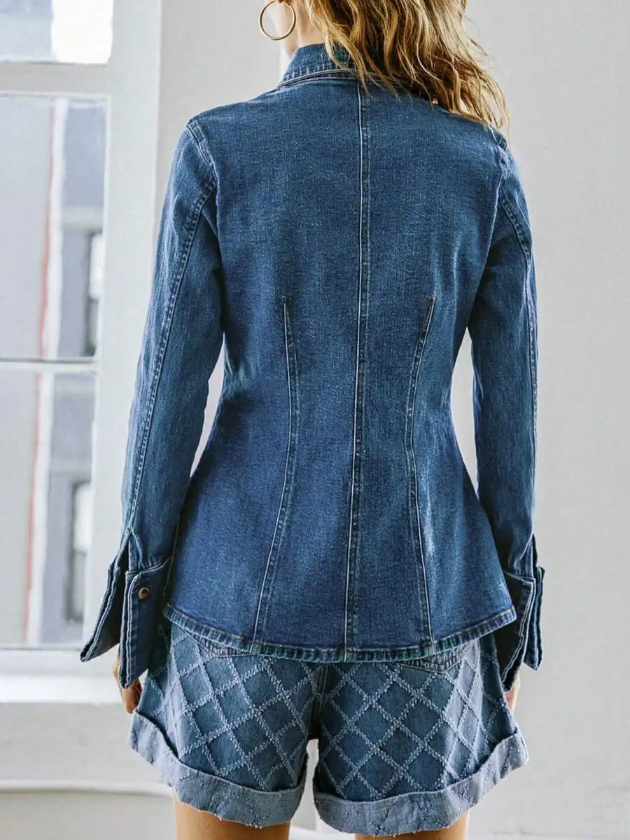 

Denim Shirt Jacket Casual Button Front Long Sleeve Women Top
