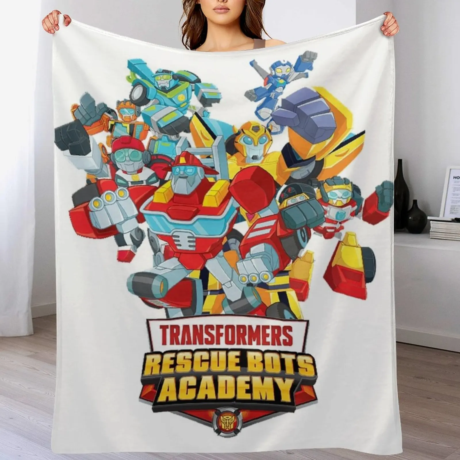 

Transformers Rescue Bots Academy Throw Blanket Soft Plaid Polar Bed Blankets