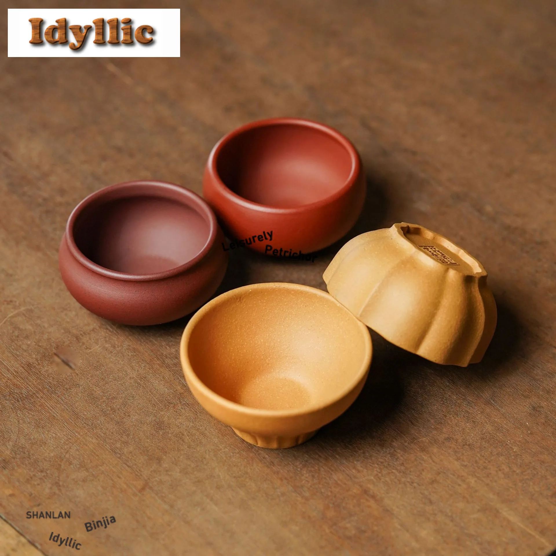 60ml Yixing Original Mineral Purple Clay Teacup Antique Tea Bowl Tea Cup Set Tea-tasting Fragrance Cup Chazhan Master Cup Teaset
