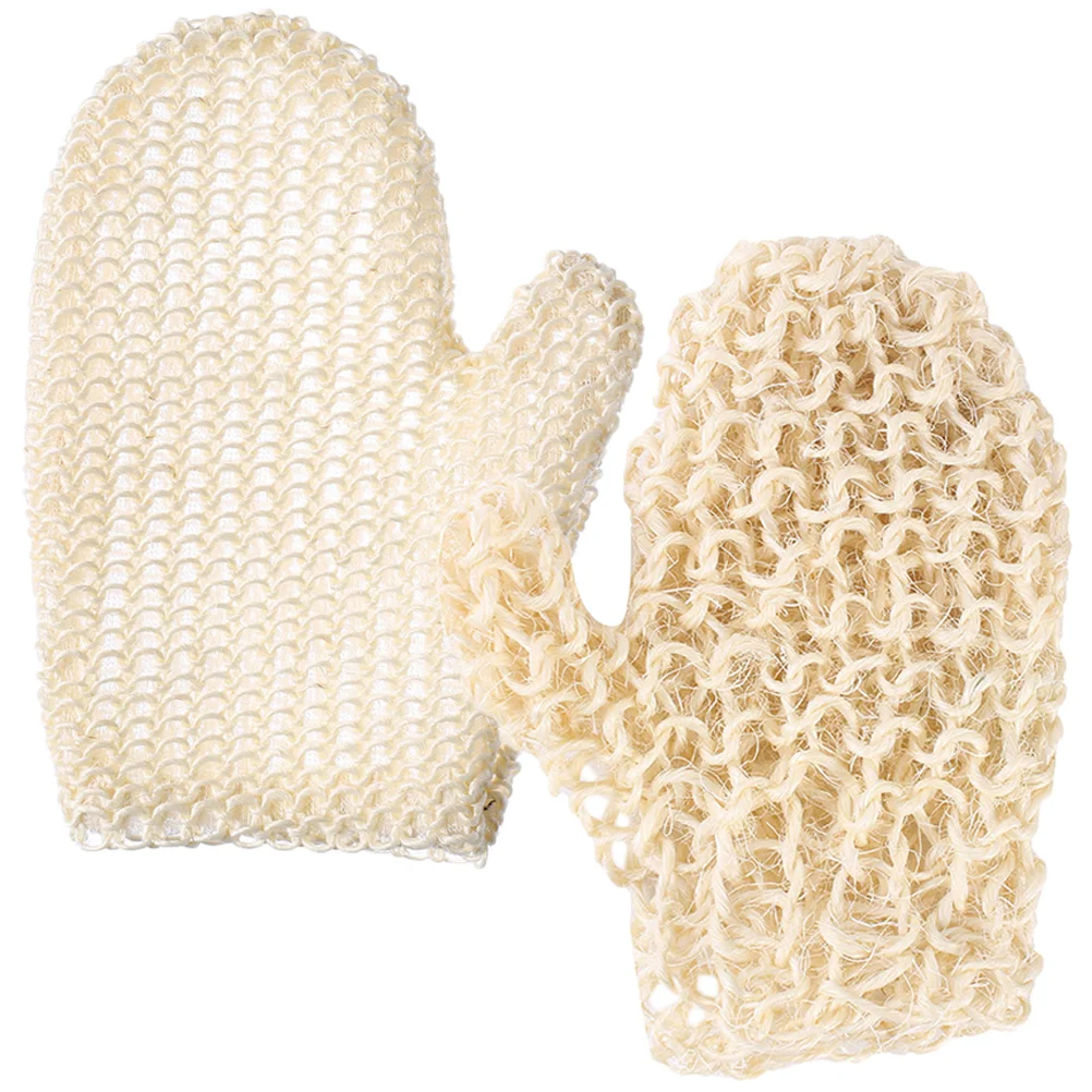 

2 Pcs Sisal Braided Shower Gloves Bath Mittens Woven Exfoliating Whole Mitts Skin Scrubbing Unisex Foaming