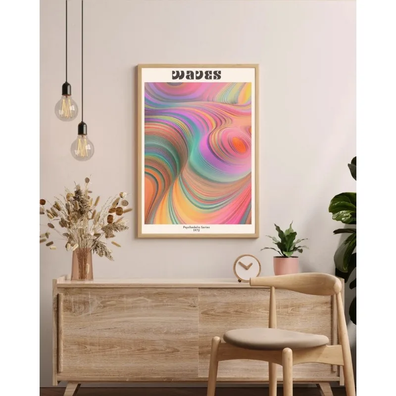 70s Psychedelic Aura Poster Hippie Vibes Nostalgic Throwback Gradient Rainbow Canvas Painting Retro Wall Art Room Home Decor #4