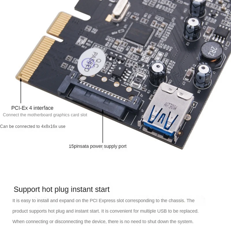 USB3.1 PCI-E Expansion Card PCI-E Express 4X To USB 3.1 Gen 2 10Gbps 2-Port Expansion Card ASM1142 Chipset For PC Laptop