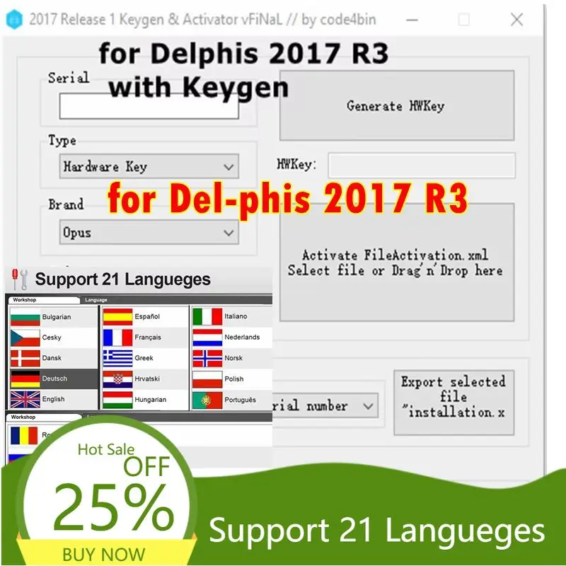 2025Hot Sale for Delphis 2017 R3 with Keygen forDS-150E for Delphis Diagnostic Bluetooth VCI vd obd2 Scanner For Cars and Trucks