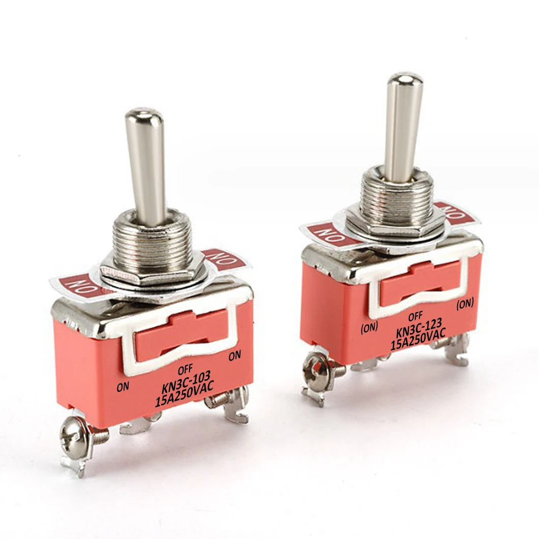 M12 KN3C-123 (ON)-OFF-(ON) Momentary Function Rocker Toggle Switch 15A250VAC SPST Metal Toggle Switch with 3Pin Screw Terminal