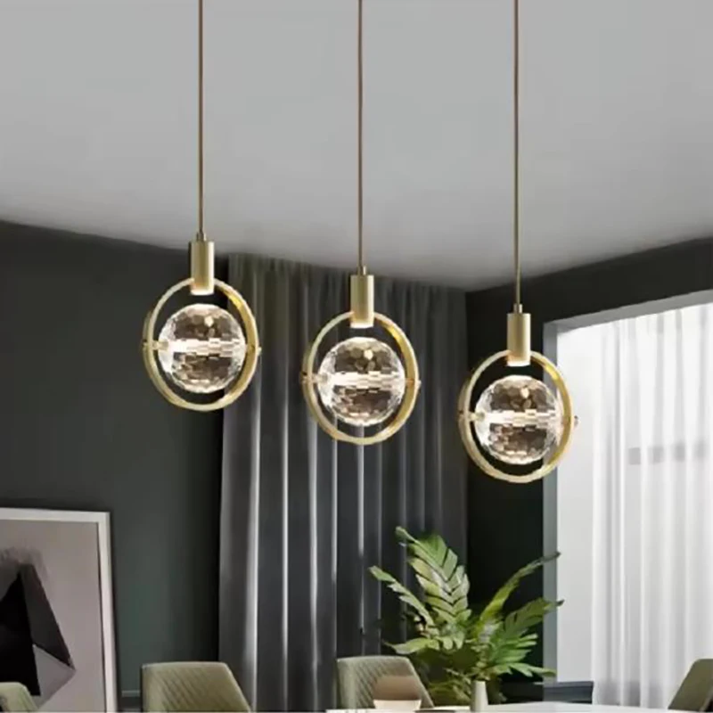 Nordic Crystal LED Pendant Lights Bedroom Bedside Hanging Lamp Luminaire Dining Kitchen Bathroom Cafe Bar Study Pendant Lights