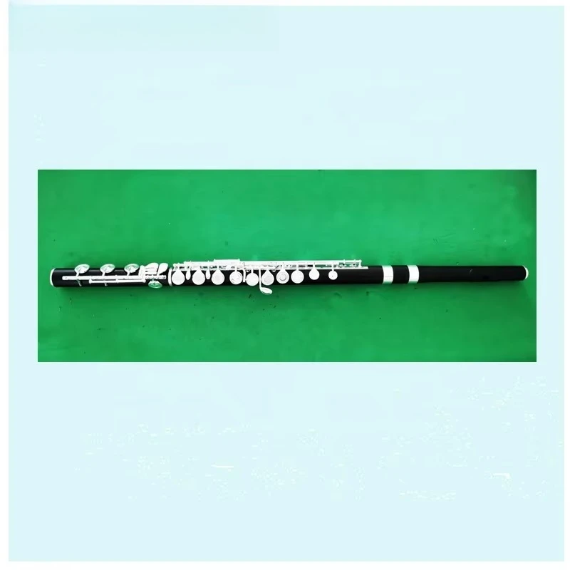 17 Open Hole Ebony Wood Flute Silver Plated Keys Woodwind Instrument For Professional Stage Performance Advanced Music Practice