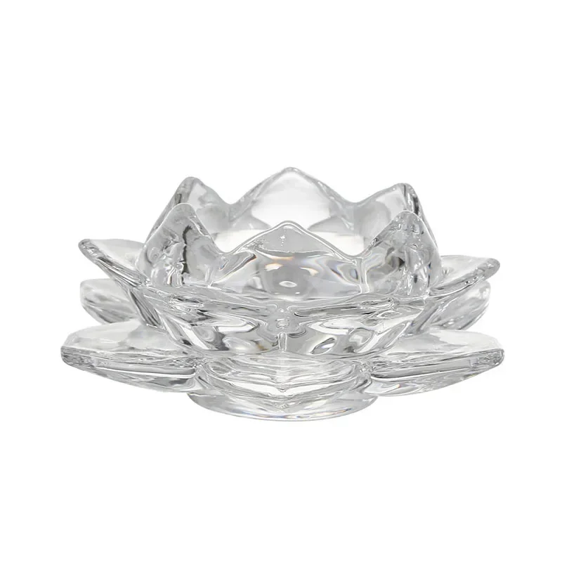 

European crystal lotus candle holder wax holder glass wedding wedding home creative high-end ornament for Buddha butter lamp