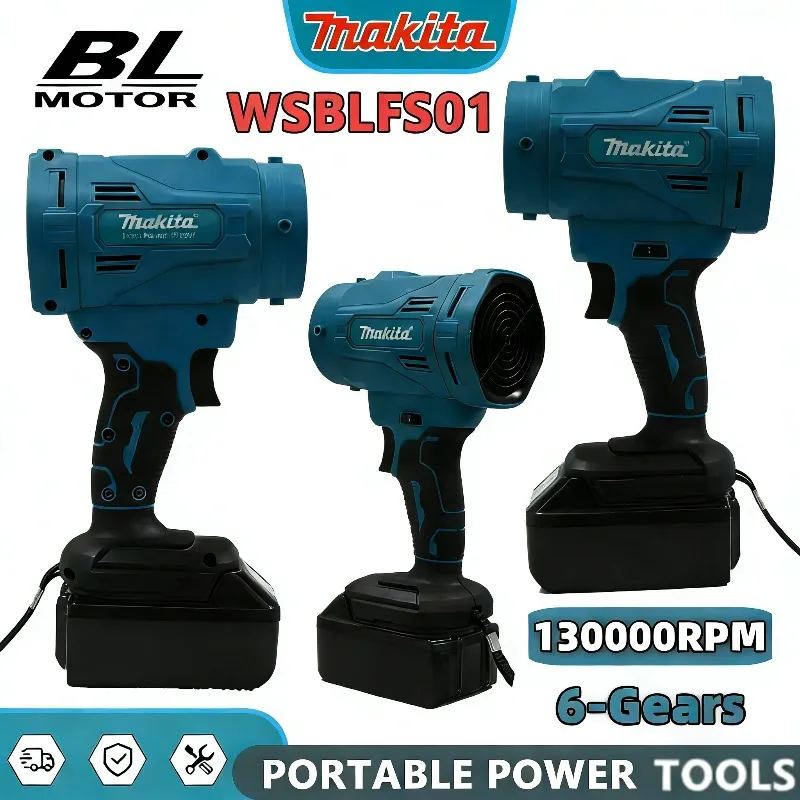 

Беспроводной электрический воздуходув Makita 18В, 130000 об/мин, бесщеточный, высокоскоростной, 6-скоростной турбовентилятор, мощный вентилятор-воздуходувка, инструмент для сдувания пыли