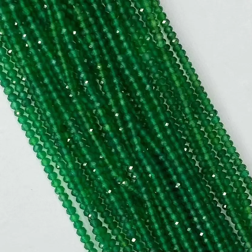 Natural Green Agate Facted Beads Loose Beads for Women Jewelry Making DIY Bracelet Necklace 38cm Manufacturer Wholesale