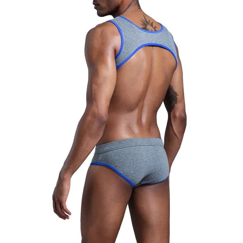 Men's T-shirt Cotton Vest Cotton Sports Shoulder Strap Men's Sexy Vest Solid Color Thin Fit Bodybuilding Summer Breathable
