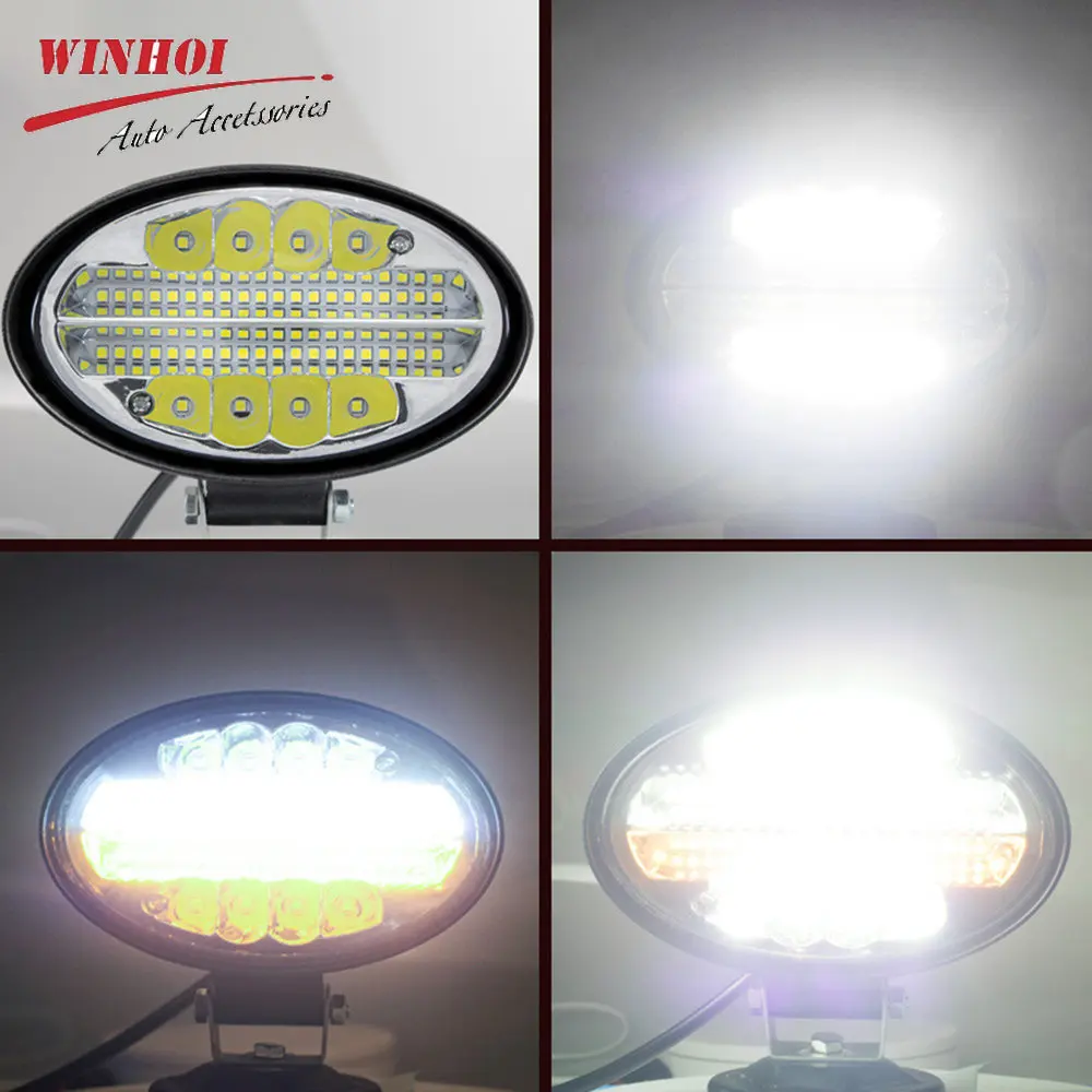 144W 4inch Led Spotlights Cars 4x4 Off Road Led Light Bar Round Work Light 12v 24v Diode Strobe Fog Lamp for Tractor ATV Trailer