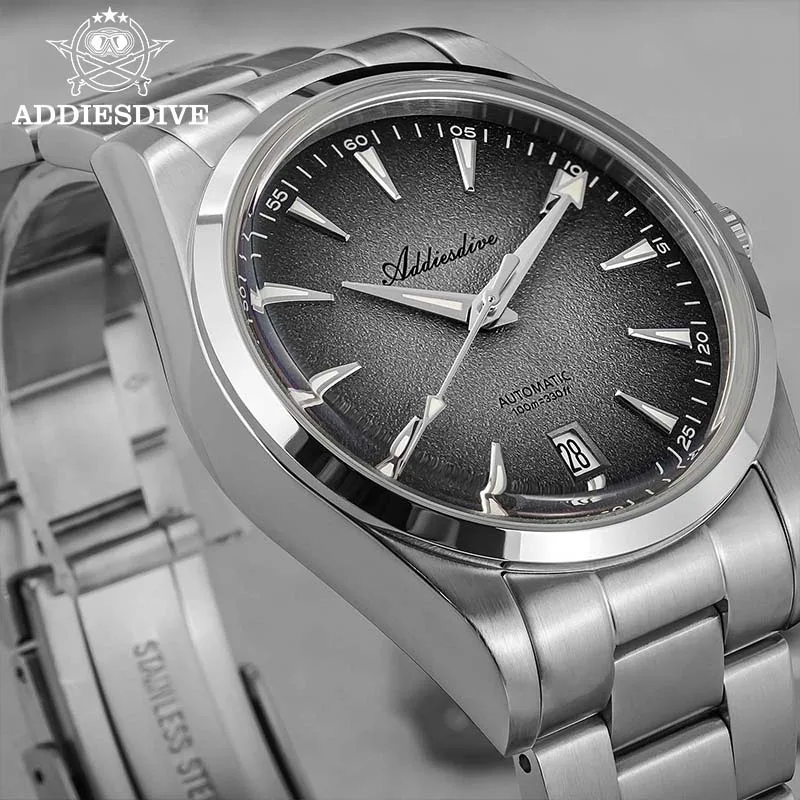 ADDIESDIVE Men's Automatic Mechanical Watch 100m Waterproof Luxury Wristwatch 39mm Bubble Glass 316L Steel BGW9 Luminous Watches