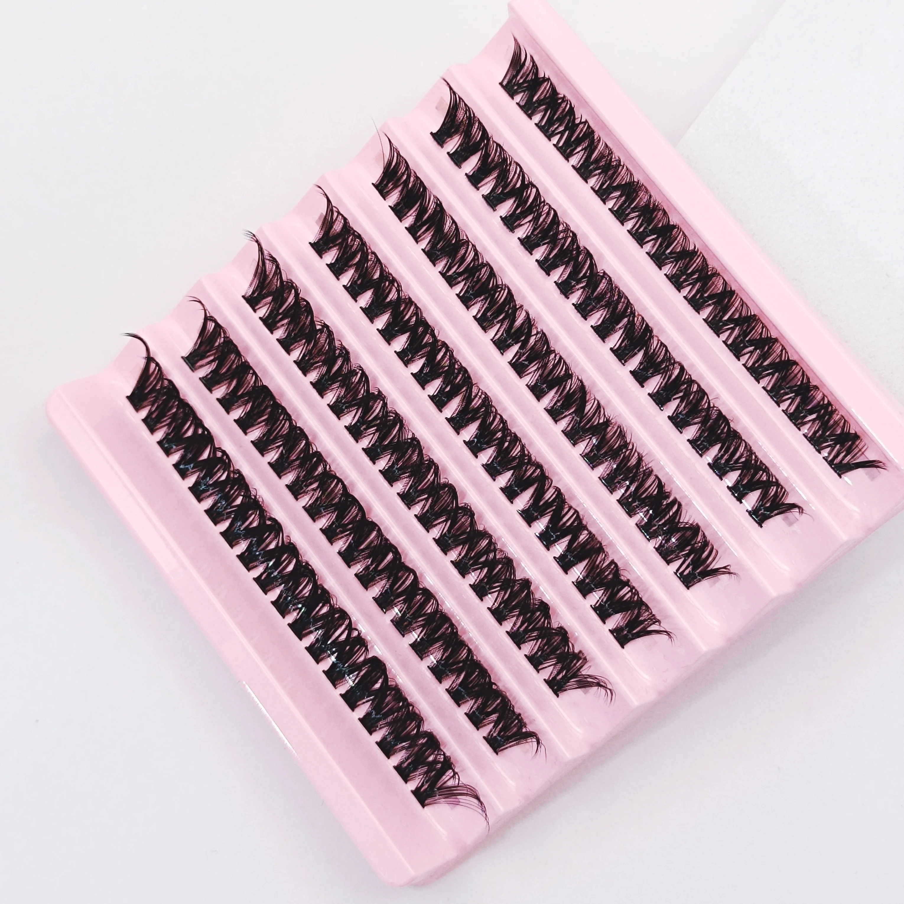 Beginner Friendly 7 Rows D Curl Soft Cluster Lashes 8-16mm Mixed Length Easy DIY Self-Graft Individual Eyelashes