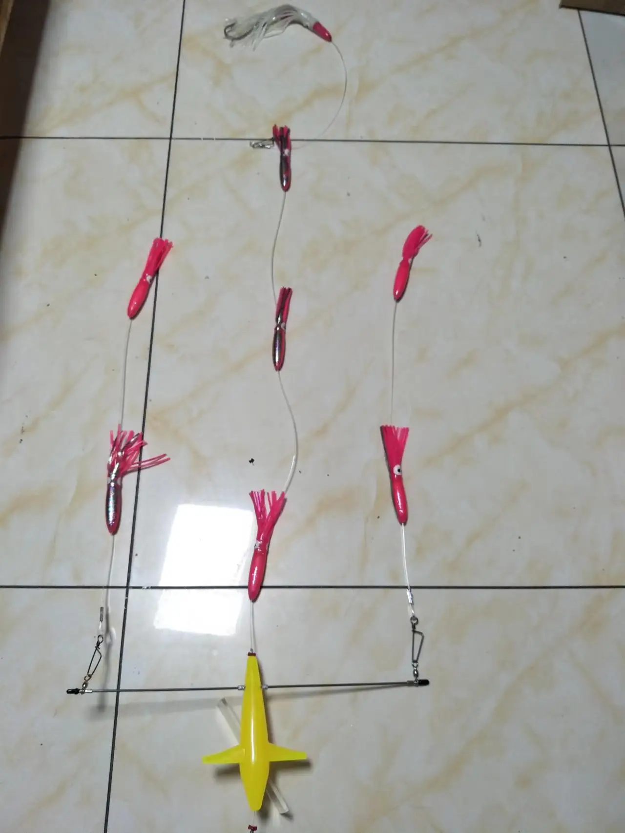 18' Stainless Steel Splashbar Rudder Spreader Bars with 7' Premium Marlin Tuna Teaser Bird and 6' Octopus (Left Direction)