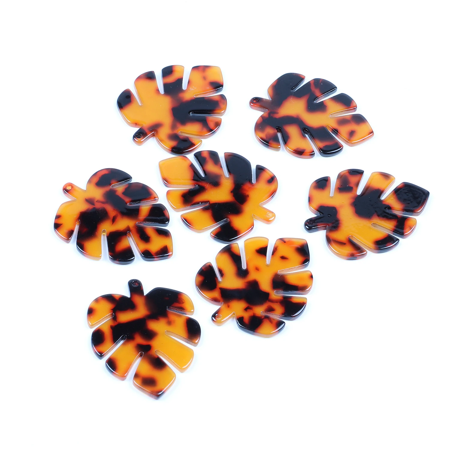 Acetat-Acryl-Anhänger, Schildpatt-Charms, große Monstera-Blatt-Form, Boho-Schmuck, Ohrringteile, Ohrring-Zubehör – Detail 15