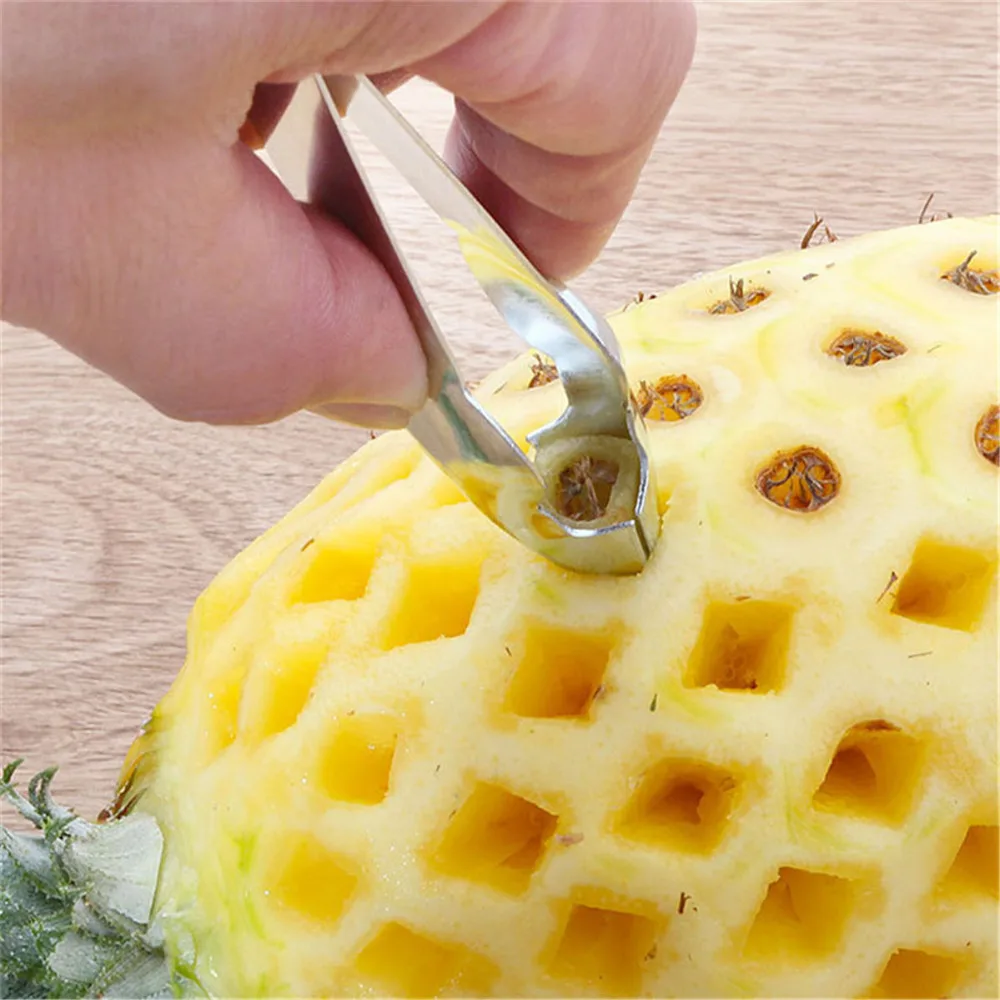 Edelstahl Erdbeer Huller Obsts chäler Ananas Corer Slicer Cutter Küchenmesser Gadgets Ananas Slicer Clips neu