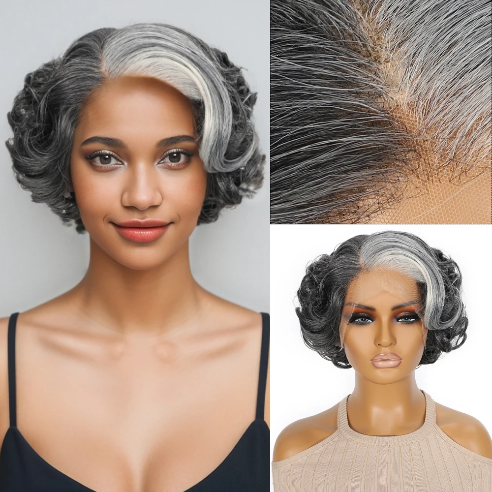 10 Inch Short Curly Synthetic Wig for Women Glueless Minimalist HD Lace 13x5 T-Part Bouncy Egg Curls 1920s Style Daily Use